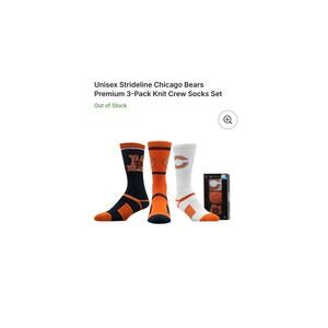 NIB strideline Chicago Bears 3 pack knit crew socks sz M L